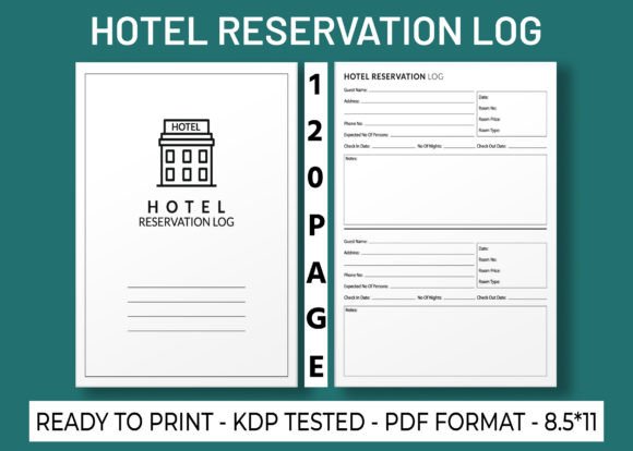 Hotel Reservation Log KDP Interior for Streamlined Publishing