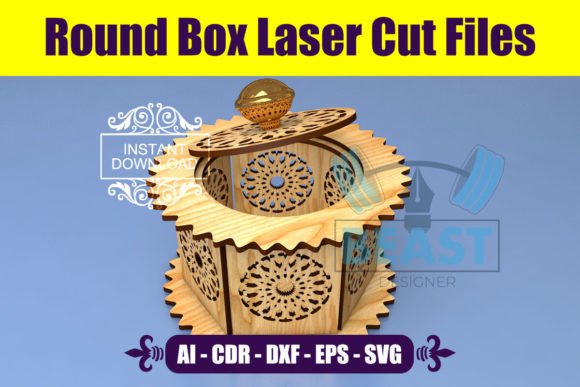 Laser Cut Files for Round Wooden Box Projects