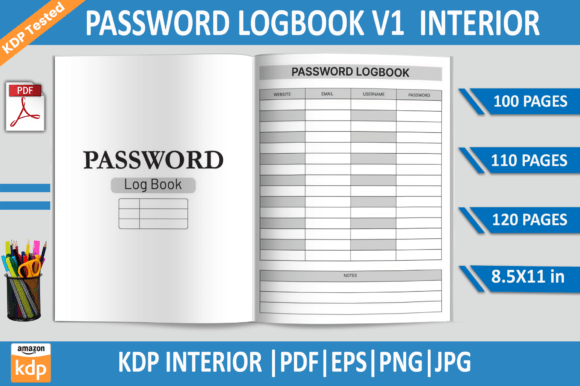 Password Logbook KDP Interior Template for Secure Organizing