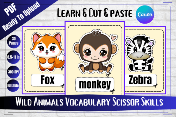 Wild Animals Scissor Skills Kdp Interiors